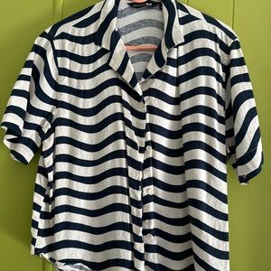Striped Black and White Button-Up Shirt